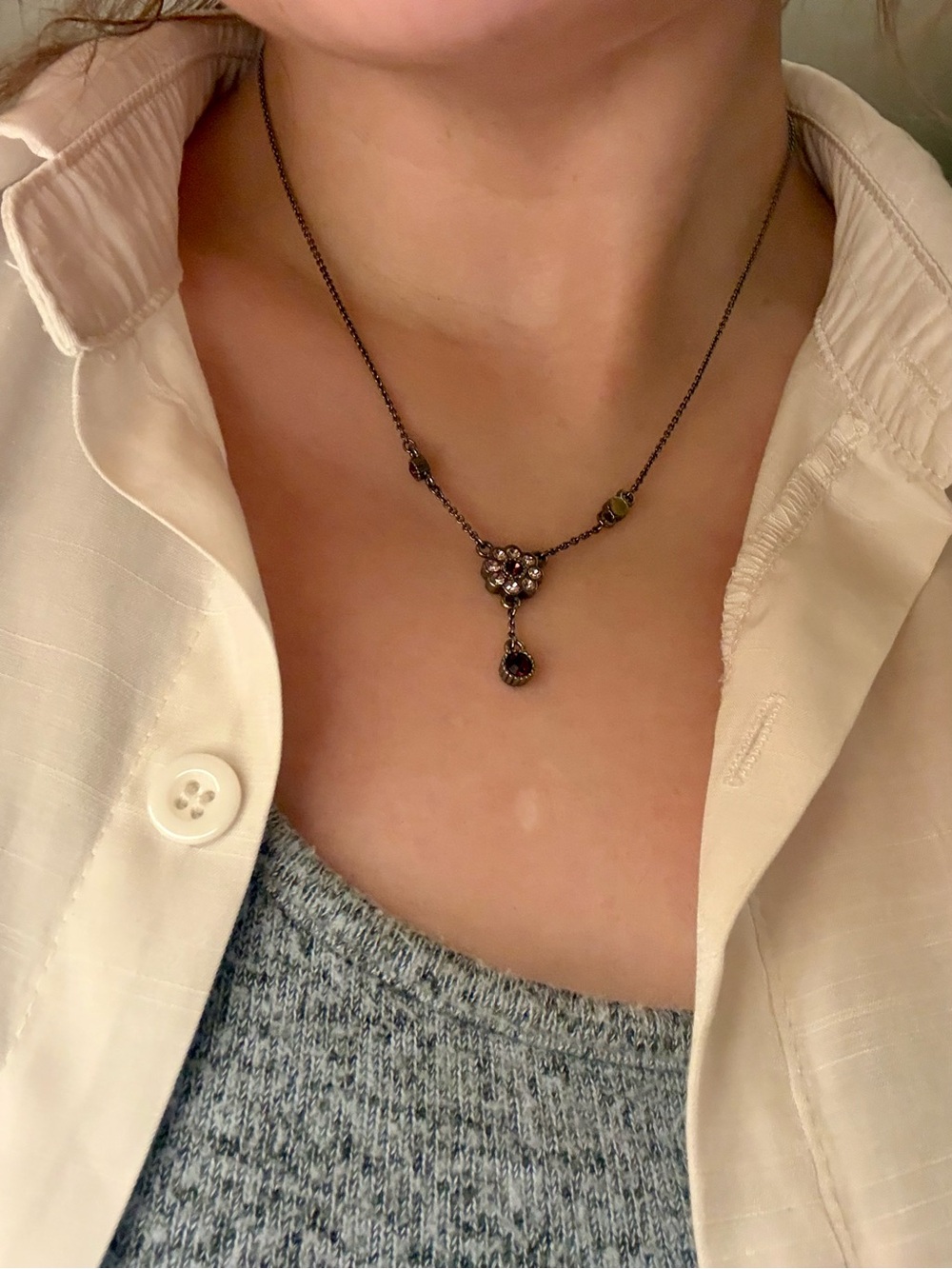 ▪️ Delicate Light & Dark Purple Flower Pendant Necklace • Women's Jewelry - Picture 6 of 6